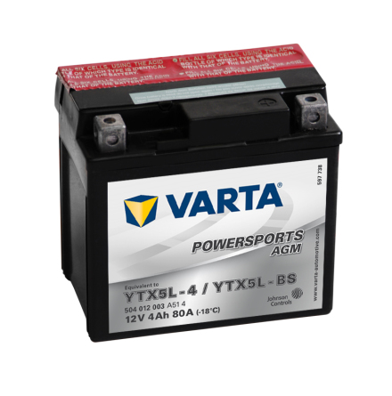 Varta Mc-batteri AGM YTX5L-BS 12v 4Ah