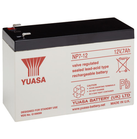 AGM batteri YUASA NP7-12 12V 7Ah LxBxH:151x65x97,5