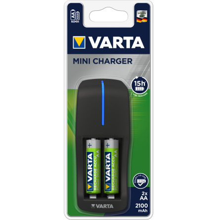 Varta Mini laddare. Laddar 2/2 AA,AAA. 2st AA 2100mAh ingr