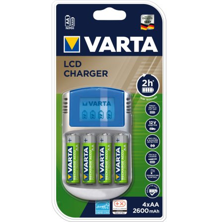 Varta laddare LCD, Laddar 2/4 AA, AAA 4St AA 2600mAh ing.