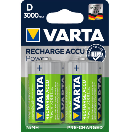 VARTA Laddbart D 3000mAh 1,2v NiMh 2st