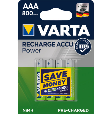 VARTA Laddbart AAA 800mAh 1,2v NiMH 4st