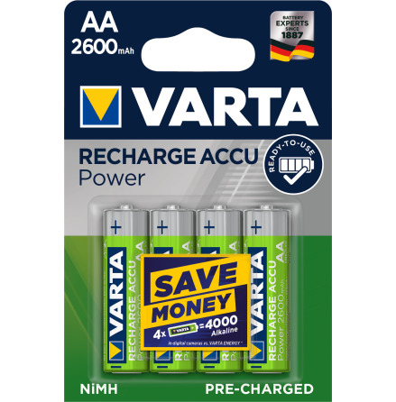 VARTA Laddbart. AA 2600mAh 1,2v NiMh 4st