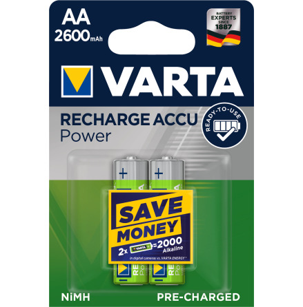 VARTA Laddbart. AA 2600mAh 1,2v NiMh 2st