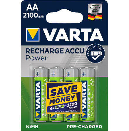 VARTA Laddbart AA 2100mAh 1,2v NiMh 4st