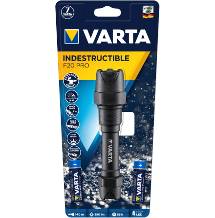 Varta Ficklampa Indestructible F20 Pro 2AA ingr.