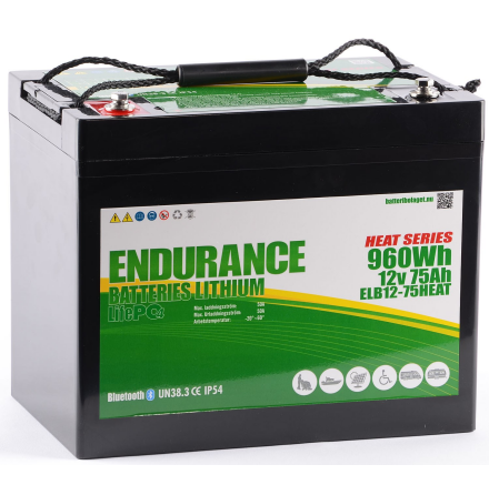 Endurance Litium 12V 75Ah Heat-Bluetooth