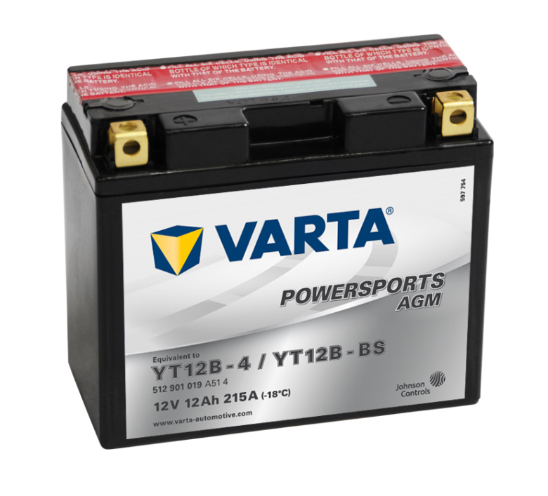 MC-batteri 12 Ah YT12B-4/YT12B-BS Varta AGM